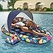 Sunikko X 3in1 Pool Floats with Canopy Cup Holder Large 73 x 48 Pool Floats Adults Heavy Duty Inflatable Lounger Raft Floating Chair with Backrest Swimming Pool Lake Beach Pool Party - Image 3