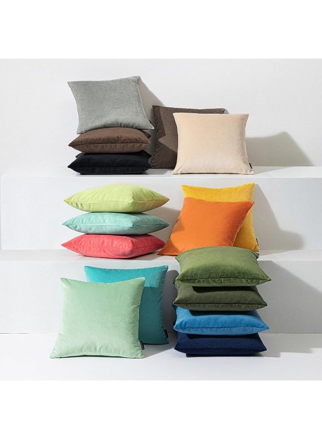 Phantoscope Pack of 2 Velvet Decorative Throw Decorative Pillow Cover Soft Solid Square Cushion Case for Couch Dark Blue 18 x 18 inches 45 x 45 cm - Image 5