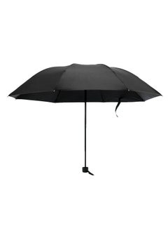 Kuber Industries Kuber Industries 3 Fold Manual Umbrella | Windproof, Sunproof & Rainproof | with Polyester Canopy, Sturdy Steel Shaft & Wrist Straps | Easy to Hold & Carry | Umbrella for Women, Men & Kids |Black  - Image 1