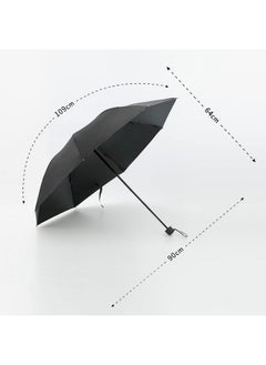 Kuber Industries Kuber Industries 3 Fold Manual Umbrella | Windproof, Sunproof & Rainproof | with Polyester Canopy, Sturdy Steel Shaft & Wrist Straps | Easy to Hold & Carry | Umbrella for Women, Men & Kids |Black  - Image 2