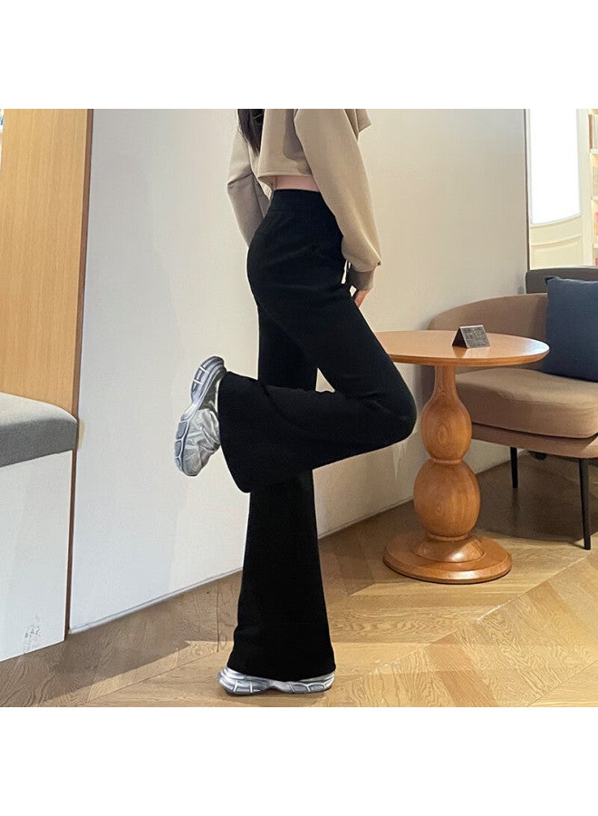 Yishangmei Women's Flared Sports Pants Spring Autumn Winter New Slim Casual Fleece-lined Long Sweatpants For Pee Women