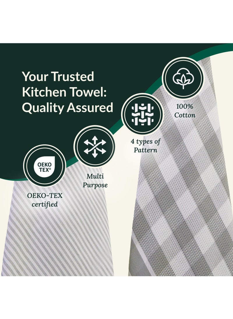 Cloud Scape Linen Multiweave 100% Cotton Kitchen Towels Set- Pack of 4,18x 28 inches - Highly Absorbent and Quick Dry, Grey  - Image 4