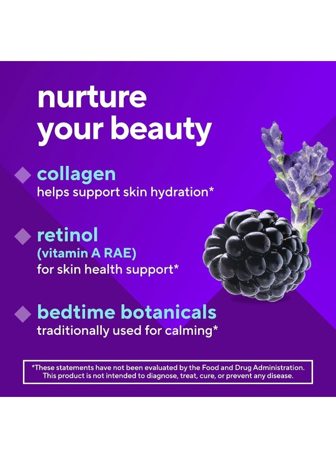 Vitafusion Nighttime Skin Support (1), Beauty Supplement With Retinol (Vitamin A Rae), Collagen & Bedtime Botanicals, Blackberry Lavender Flavor, 90 Count - Image 4