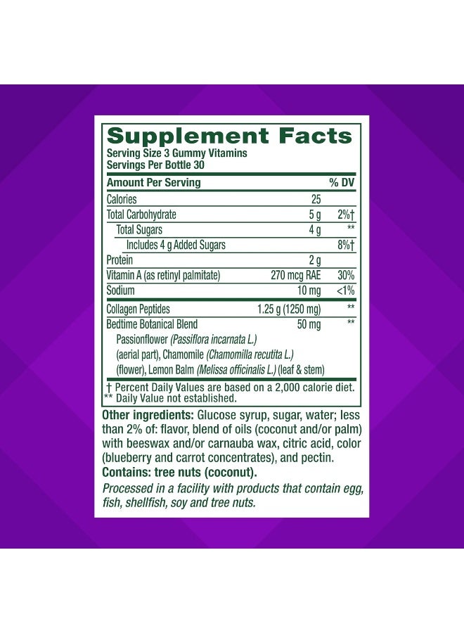 Vitafusion Nighttime Skin Support (1), Beauty Supplement With Retinol (Vitamin A Rae), Collagen & Bedtime Botanicals, Blackberry Lavender Flavor, 90 Count - Image 3