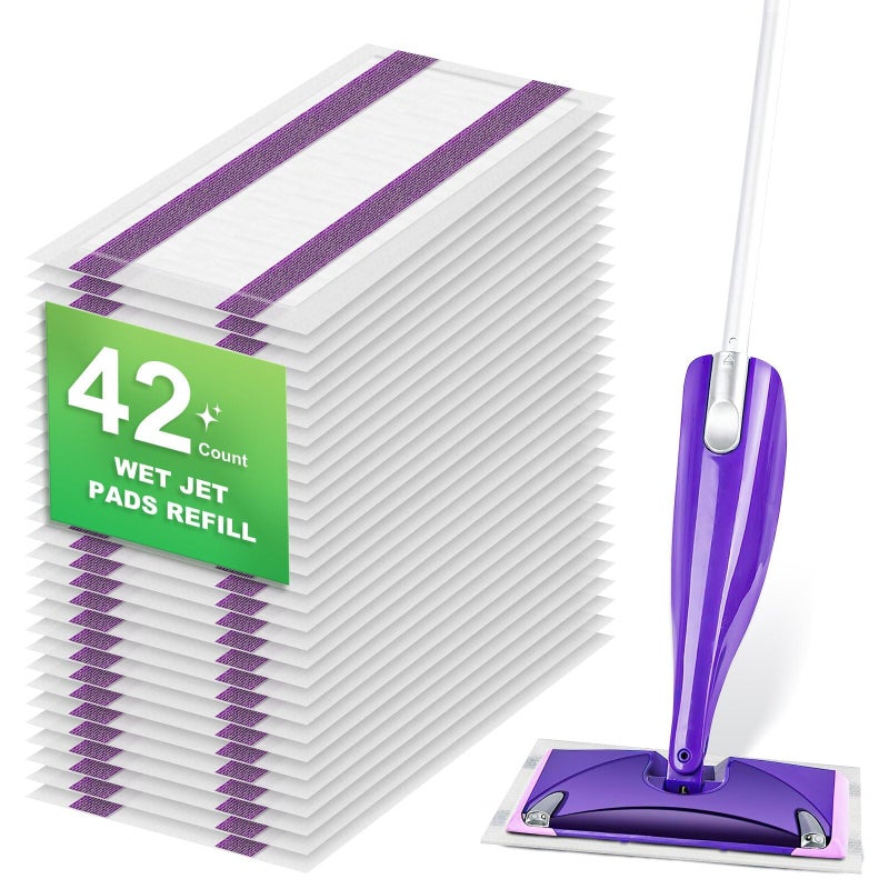 Chyodi 42 Count Disposable for Swiffer Wet Pads Refill Replacement for Swiffer WetJet Spray Mop, Extra Strong Dirt Locking and Water Absorbent, Powerful Stain Removal - Image 1
