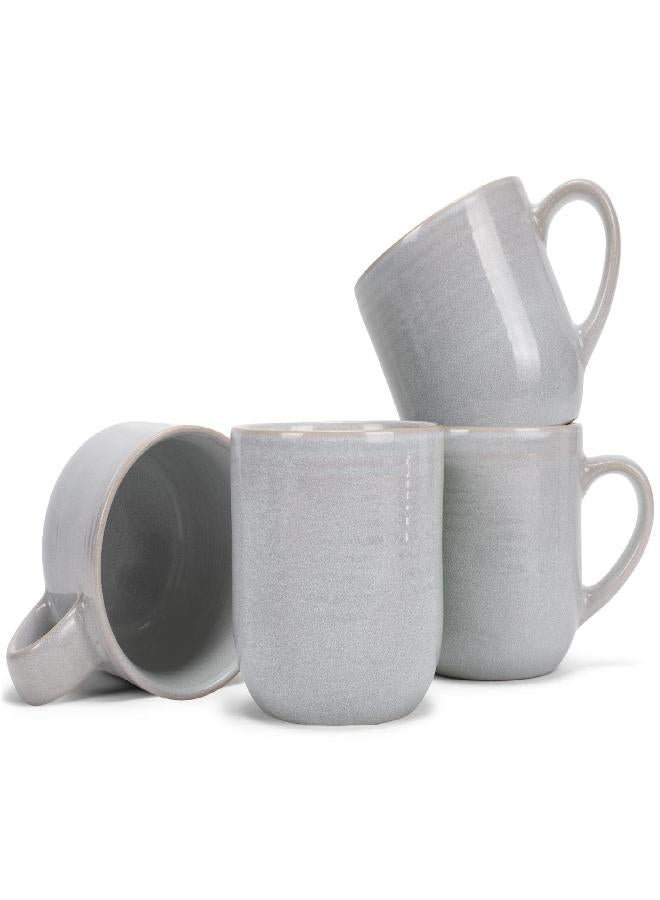 Elanze Designs Pale Grey Glossy Reactive Glaze 17 ounce Stoneware Coffee Cup Mugs Set of 4 - Image 1