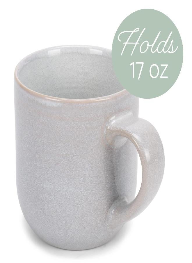 Elanze Designs Pale Grey Glossy Reactive Glaze 17 ounce Stoneware Coffee Cup Mugs Set of 4 - Image 3
