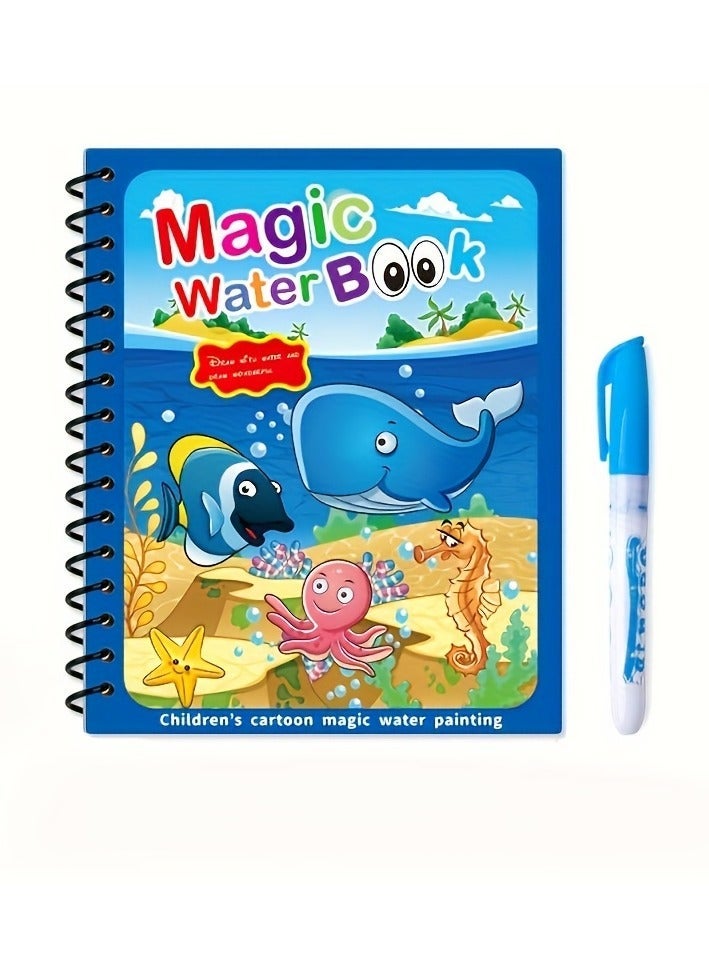 FLYHSO 4pcs Easy And Fun Paint Magic with Water Reusable Magic Water Coloring Books Dinosaurs Ocean Animal Water Drawing Books Magical Drawing Book Painting Toys - Image 5