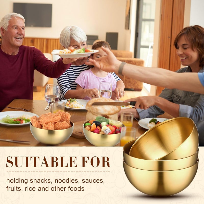 Nuogo نوغو 15 قطعة أوعية خلط ذهبية معدنية من الفولاذ المقاوم للصدأ لوعاء الحساء للمطبخ سلطة فواكه وجبة خفيفة مقبلات حبوب نودلز سكر تقديم طهي خبز تحضير 59 بوصة - Image 4