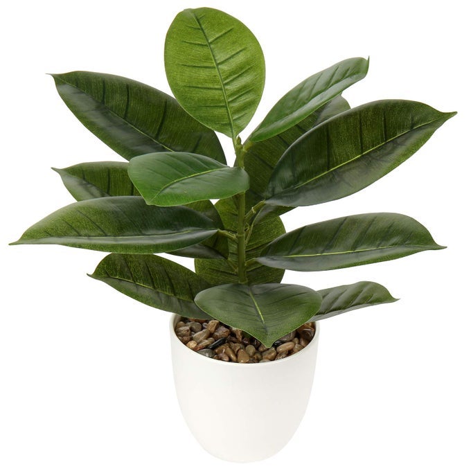 18 TALL ARTIFICIAL PLANTS FAKE FIDDLE LEAF FIG HOUSEPLANT REALISTIC FAUX INDOOR PLANT IN WHITE POT FOR HOME TABLE DECOR