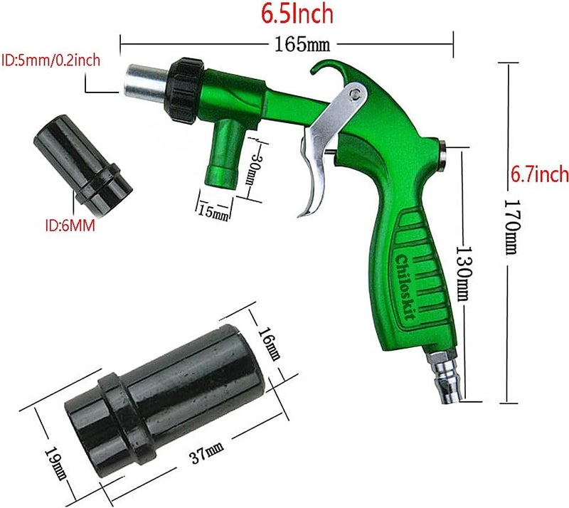 Preamer Chiloskit PS-2 Heavy Duty Sandblaster Sand Blasting Gun Kit Rust Remove Tool for Sandblast Cabinet Gun Parts with 4 Ceramic Nozzle Tips 5mm and 6 mm - Image 3