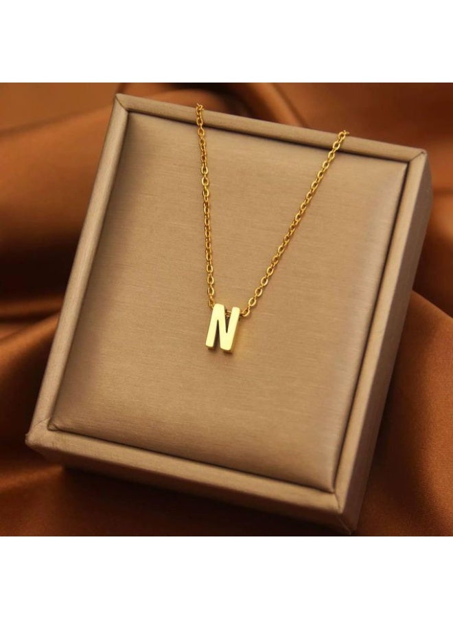 Luxuria 18K gold plated stainless steel initial pendant, personalized initial necklace, multi-letter name necklace for women and girls, suitable for all people. - Image 2