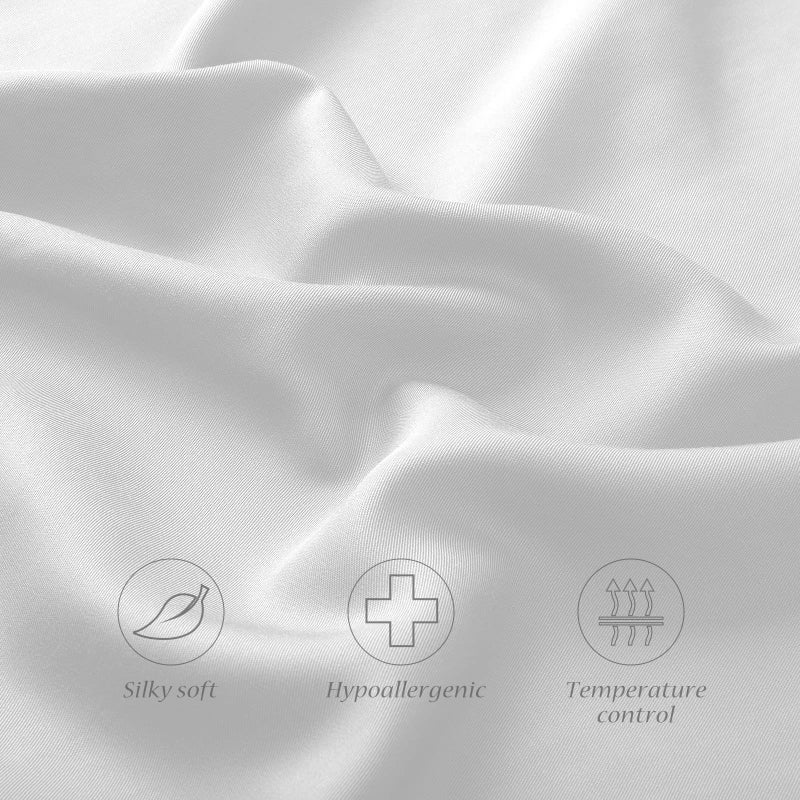 ELIBABA Cooling Side Sleeper Pillow Cases - Curved Rayon Derived from Bamboo Pillowcase Cover- Breathable Cool Silky Soft Pillowcase for Hot Sleepers Hair and Skin, Queen Size 1 Piece, 20 * 30 Inches White - Image 3