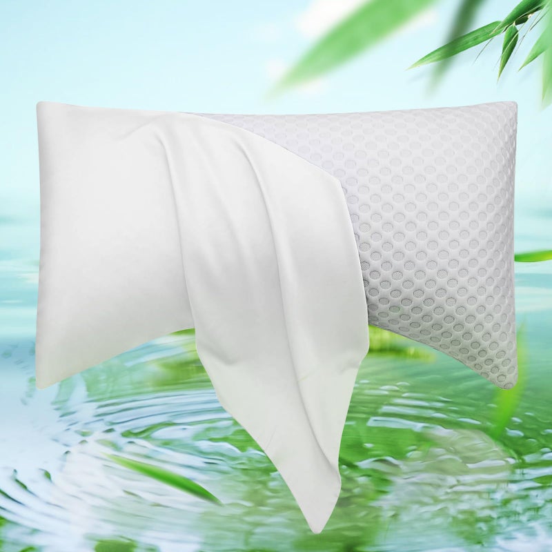 ELIBABA Cooling Side Sleeper Pillow Cases - Curved Rayon Derived from Bamboo Pillowcase Cover- Breathable Cool Silky Soft Pillowcase for Hot Sleepers Hair and Skin, Queen Size 1 Piece, 20 * 30 Inches White - Image 1