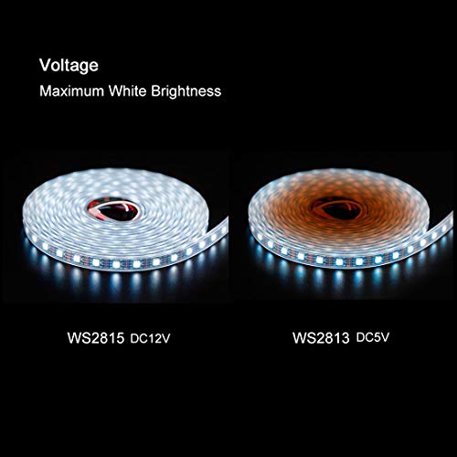 BTF-LIGHTING WS2815 (Upgraded WS2812B) 16.4ft 300 Pixels Magic Dream Color Individually Addressable RGB LED Flexible Strip Light 5050 SMD Dual Signal IP30 Non-Waterproof DC12V Black PCB - Image 4