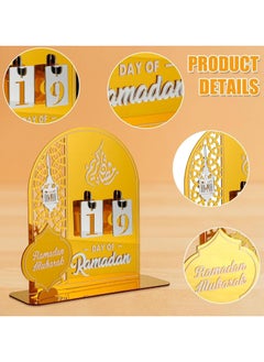 VUCATIN Ramadan Countdown Calendar Acrylic Eid Ramadan Table Decorations Mubarak Advent Countdown Calendar Craft Ornament Eid Calendar Decorations for Home Kids Gifts  - Image 3