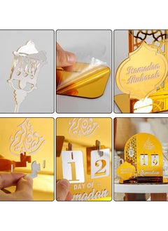 VUCATIN Ramadan Countdown Calendar Acrylic Eid Ramadan Table Decorations Mubarak Advent Countdown Calendar Craft Ornament Eid Calendar Decorations for Home Kids Gifts  - Image 4