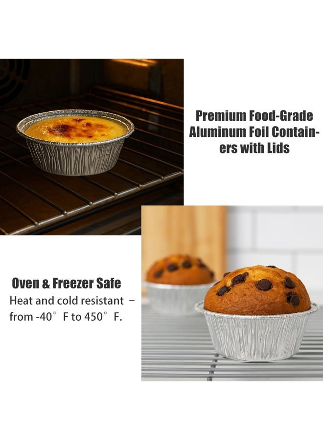 AIDUZETY 5" Foil Baking Pans with Lids - Perfect for Baking and Storing Food (50Pack) - Image 3
