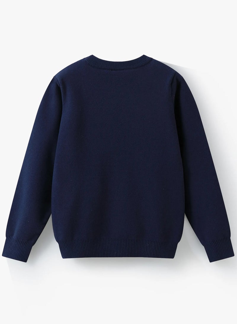 SAPS Christmas and Santa Printed Full Sleeves Pullover - Navy - Image 2