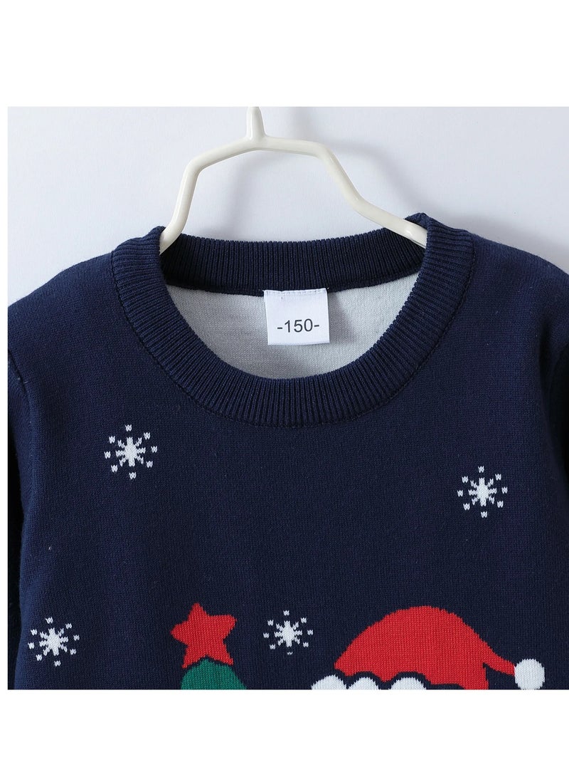 SAPS Christmas and Santa Printed Full Sleeves Pullover - Navy - Image 3