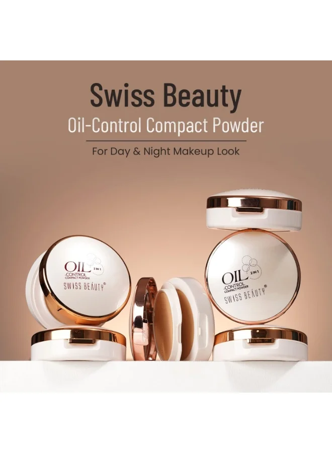 Swiss Beauty Swiss Beauty Oil Control Compact Powder | Lightweight Compact Powder for Matte Flawless Finish | Face Makeup, Shade - Light-Medium, 20 gm |