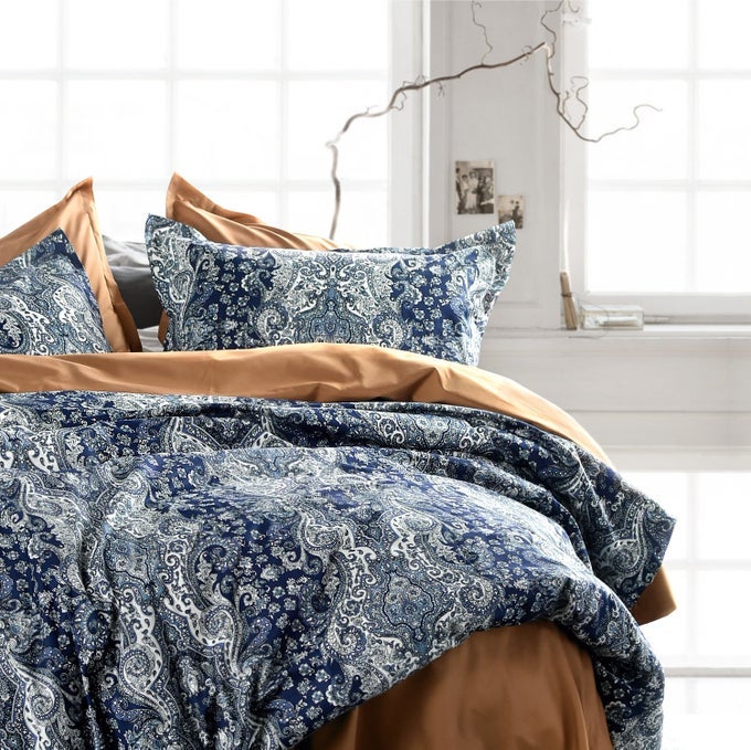 HOME DAMASK MEDALLION LUXURY DUVET QUILT COVER BOHO PAISLEY PRINT BEDDING SET 400 THREAD COUNT EGYPTIAN COTTON SATEEN VIBRANT BOHEMIAN PATTERN MIDNIGHT QUEEN