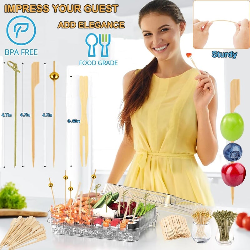 Asxtexz 400 Cocktail Picks Bamboo Skewers for Appetizers,Fancy Toothpicks for Appetizers 4.7"Eco-Friendly Cocktail Toothpicks for Food Sticks Party Drinks,Food Picks for Charcuterie Boards Accessories - Image 3