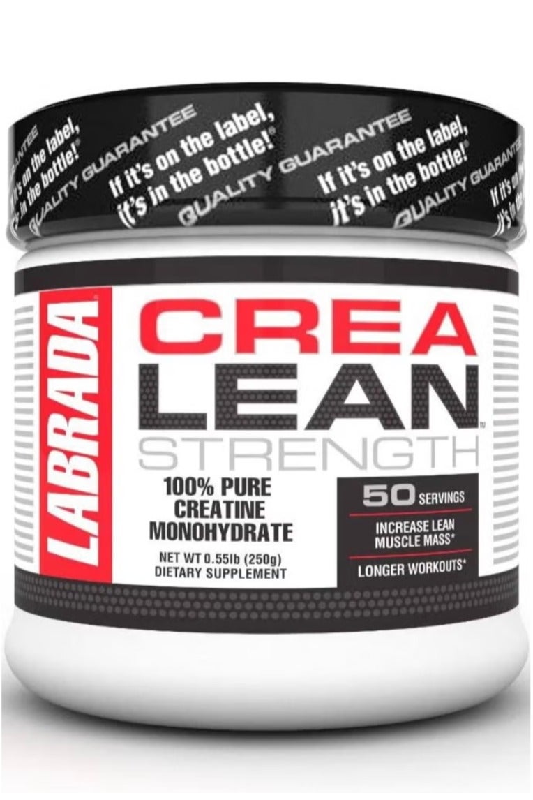 LABRADA Crealean Strength 250 g (Unflavoured)– 50‑Serving Pure Creatine Monohydrate Supplement for Lean Muscle, Strength & Recovery