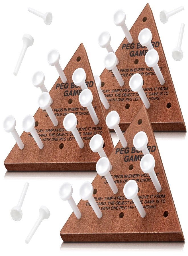 Zhanmai 3 Sets Wooden Triangle Peg, Educational Board, Travel Size, Operation Christmas Learning Puzzles (White Peg Dark Brown Board) - Image 1