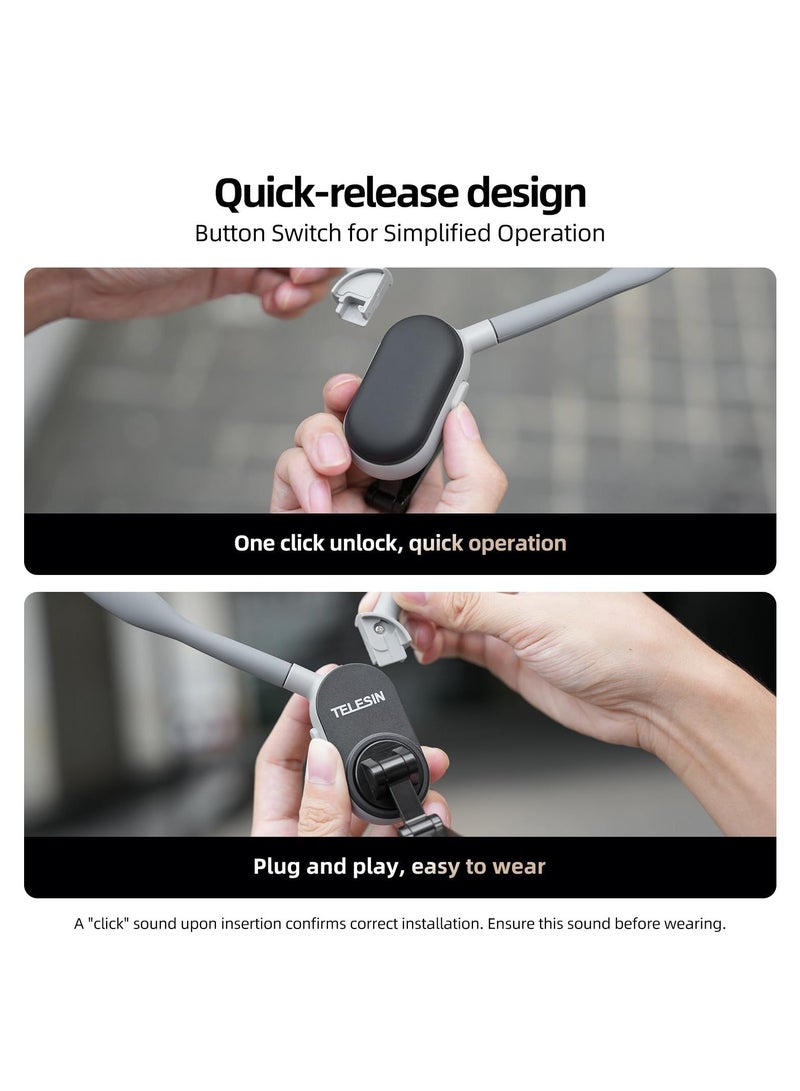 Magnetic Neck Mount for Phones, Neck Cell Phone Holder POV/Vlog Selfie Mount Hand Free Phone Neck Holder Chest Stand Strap Video Recording for iPhone 15 14 13 12 Seires Android Phones (Grey) - Image 5