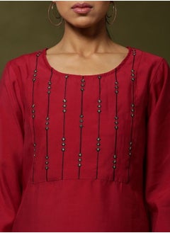 Abhishti Embroidered 3pc kurta set with cvontrast color pant and dupatta-  - Image 2