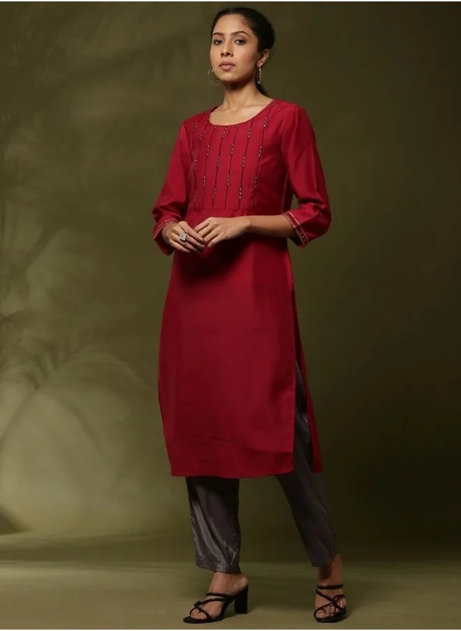 أبهشتي Embroidered 3pc kurta set with cvontrast color pant and dupatta-