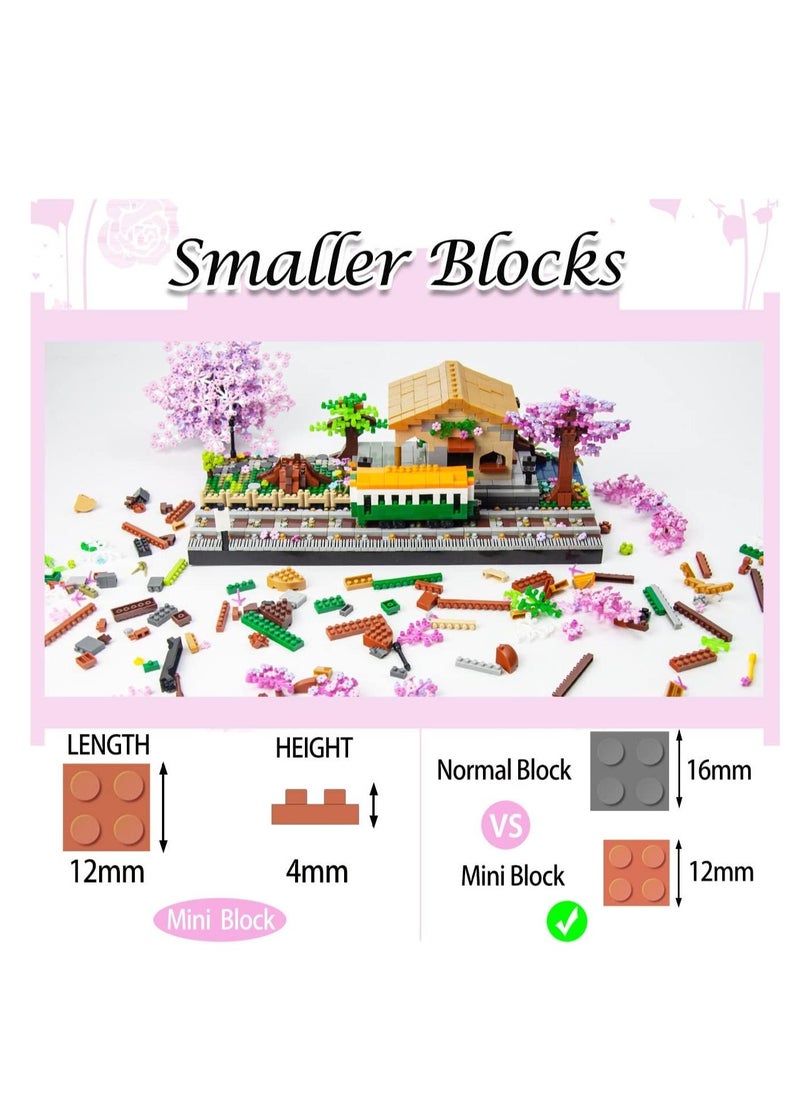 Mini Cherry Blossom Train Station Building Blocks Set, Sakura Botanical Collection Building Set for Adults, 14+ Teens, Home Decor Accessories, 3668 Pcs  - Image 2