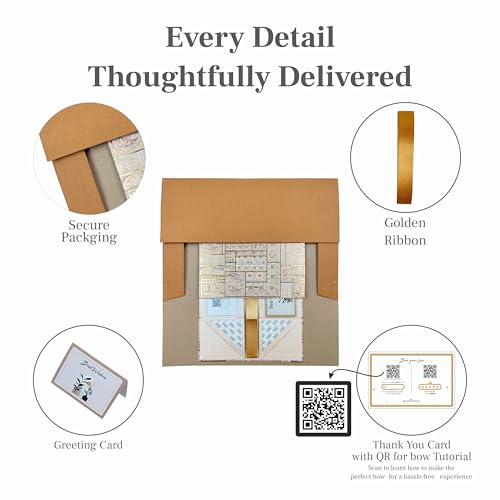 Boxotica Golden Floral Small Gift Box – Foldable Rigid Hamper with Ribbon & Greeting Card, Reusable Keepsake Box for Dry Fruits, Weddings, Birthdays, Housewarming Return Gifts, Thambulam & Vratham Kits | 23.5×17×10 cm - Image 3