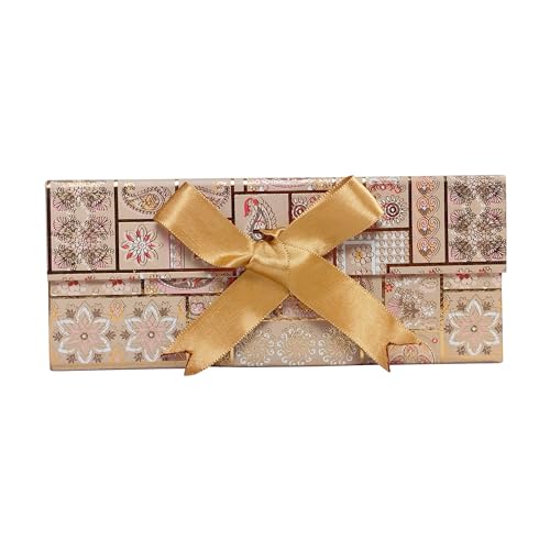 Boxotica Golden Floral Small Gift Box – Foldable Rigid Hamper with Ribbon & Greeting Card, Reusable Keepsake Box for Dry Fruits, Weddings, Birthdays, Housewarming Return Gifts, Thambulam & Vratham Kits | 23.5×17×10 cm - Image 5