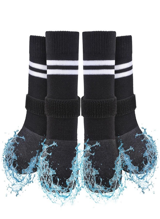 SCENEREAL Anti Slip Dog Boots & Paw Protectors for Hardwood Floor, Extended Dog Socks to Prevent Licking Paws, Waterproof Pet Snow Rain Shoe for Winter Small Puppy Senior Dogs, Black S