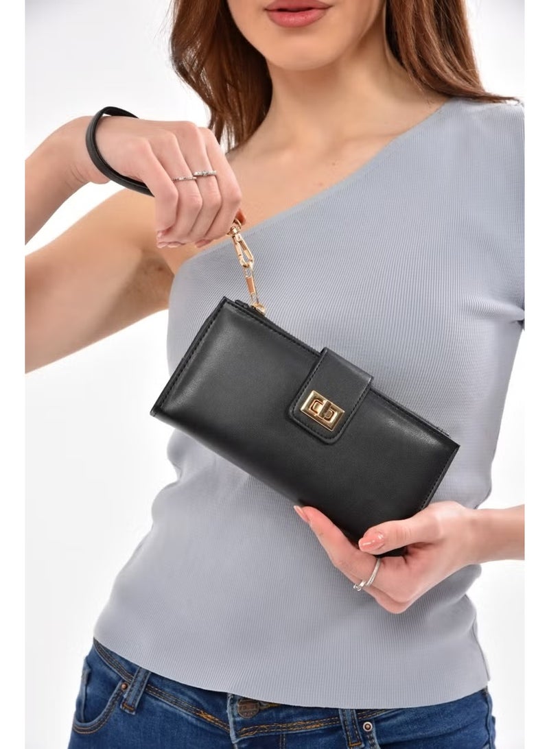 Avca Women's Leather Phone Cash Wallet with Lockable Compartment and Wrist Strap - Image 3