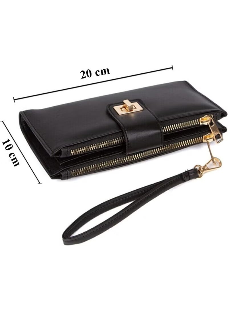 Avca Women's Leather Phone Cash Wallet with Lockable Compartment and Wrist Strap - Image 5