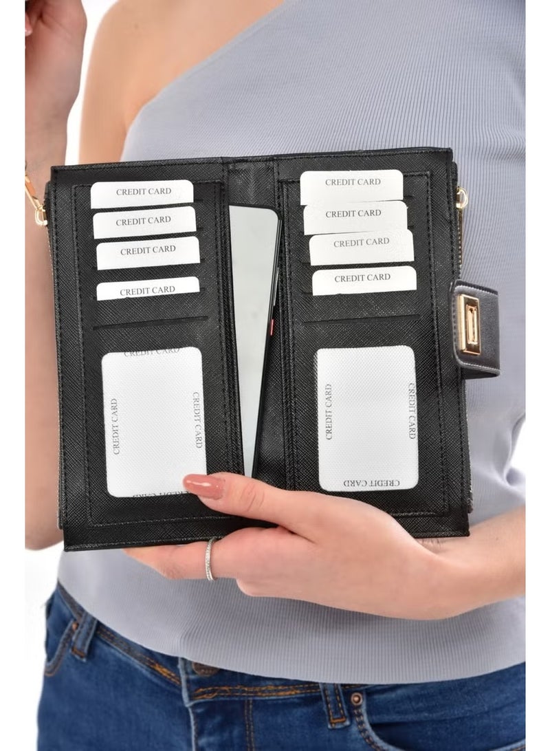 Avca Women's Leather Phone Cash Wallet with Lockable Compartment and Wrist Strap - Image 4