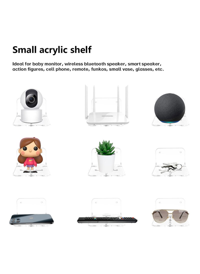 AIYISHI Acrylic Small Wall Shelf Set of 3 for Security Cameras, Speakers, Baby Monitors, Universal Adhesive Shelf Easy to Install No Drill, with Cable Clips (Clear)  - Image 5