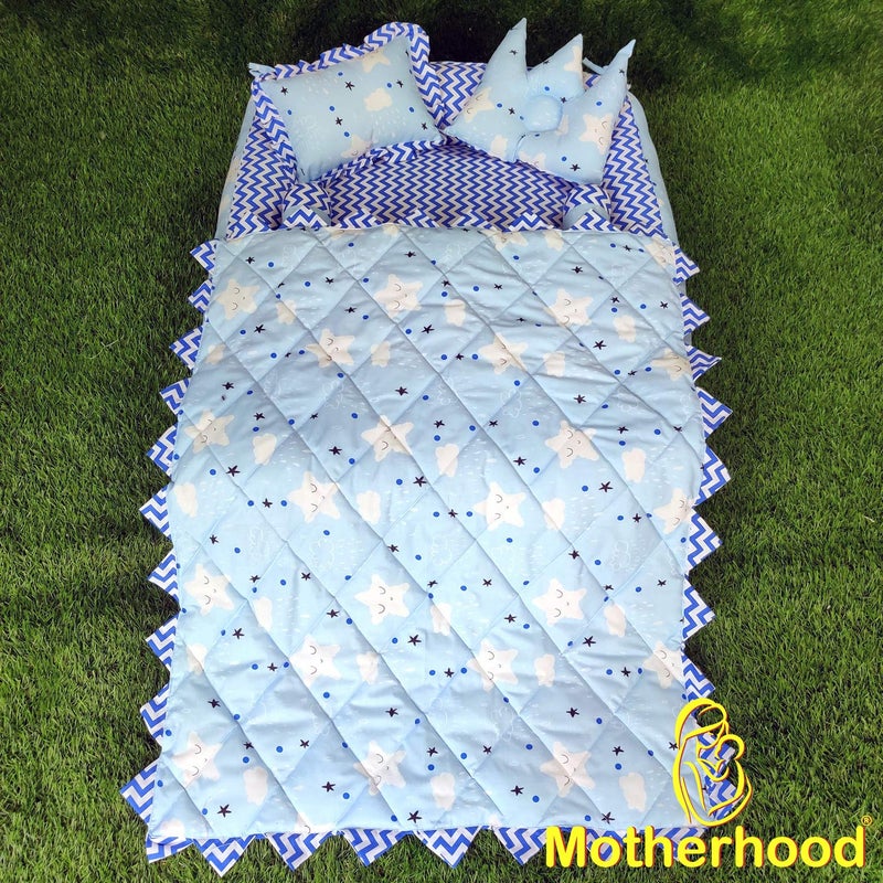 MOTHERHOOD MOTHERHOOD Box Baby Tub Bed with 4 pc Baby Pillow and 1 Large Baby Blanket Luxury UltraSoft Comfortable Baby Mattress Bed Sleeper Bedding Set coSleeper for Newborn to ToddlersZ Sky - Image 2
