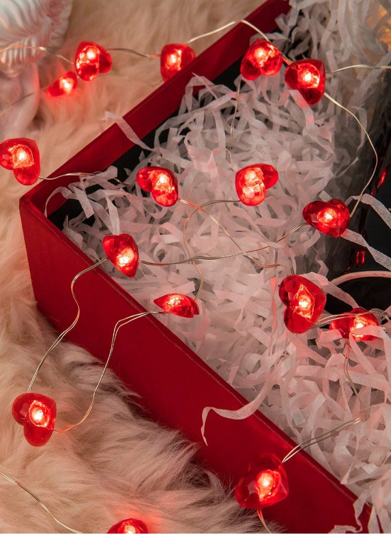 LED Strip Lights with Red Hearts Design, 30 Lights, (2) Meters, Suitable for Wedding Anniversary Parties, Valentine's Day, Birthdays and Special Occasions  - Image 1