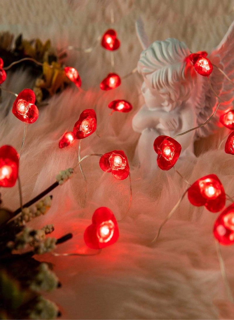 LED Strip Lights with Red Hearts Design, 30 Lights, (2) Meters, Suitable for Wedding Anniversary Parties, Valentine's Day, Birthdays and Special Occasions  - Image 2
