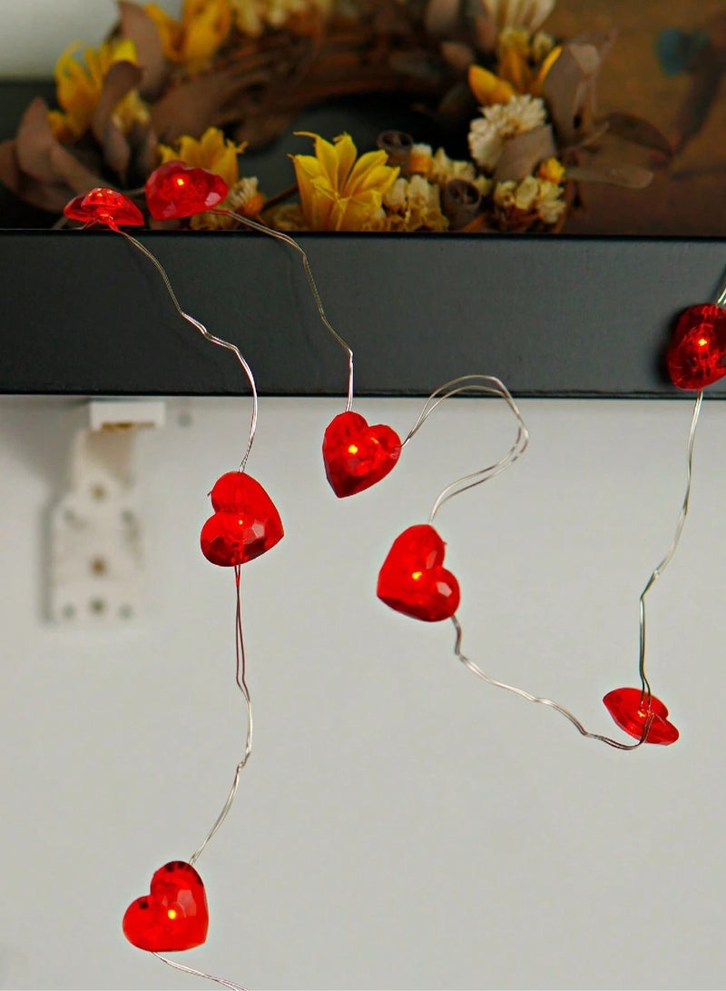 LED Strip Lights with Red Hearts Design, 30 Lights, (2) Meters, Suitable for Wedding Anniversary Parties, Valentine's Day, Birthdays and Special Occasions  - Image 4