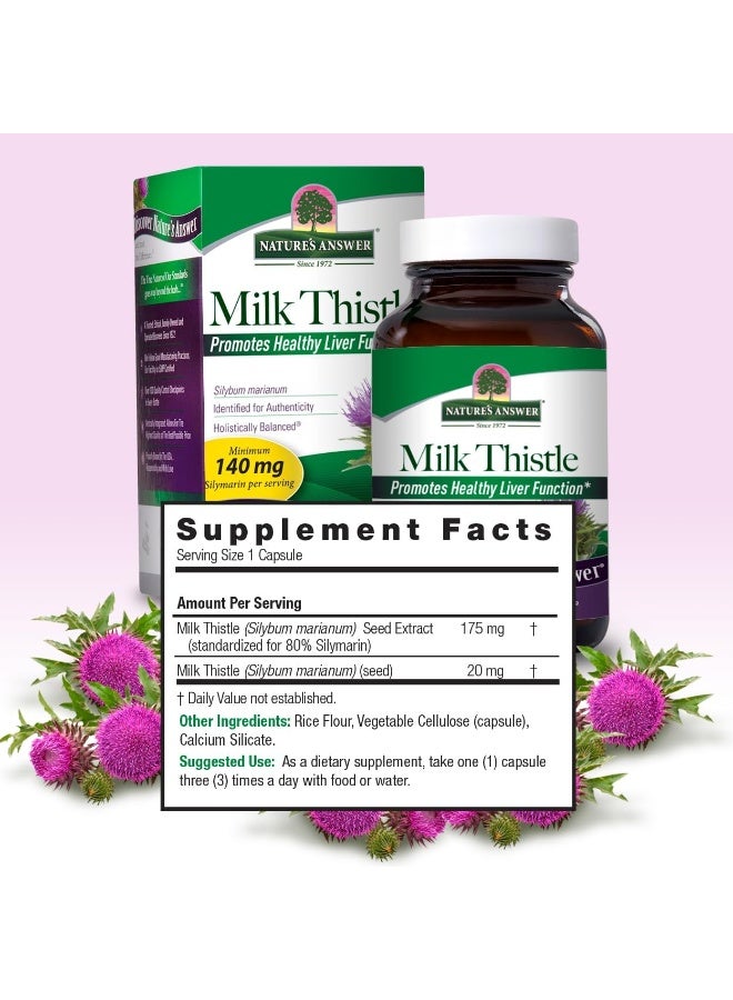 NATURE'S ANSWER Milk Thistle Seed Standardized Vegetarian Capsules 120's - Image 3