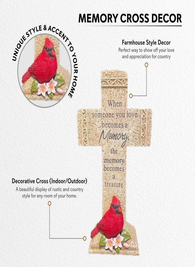 Pine Ridge Memory Cross - Tabletop Spiritual Cross Decor with Cardinal, Rustic Memorial Gift, Comforting Quote “When Someone You Love Becomes a Memory, The Memory Becomes A Treasure” - Image 2