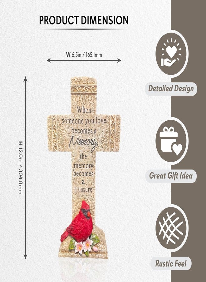 Pine Ridge Memory Cross - Tabletop Spiritual Cross Decor with Cardinal, Rustic Memorial Gift, Comforting Quote “When Someone You Love Becomes a Memory, The Memory Becomes A Treasure” - Image 3