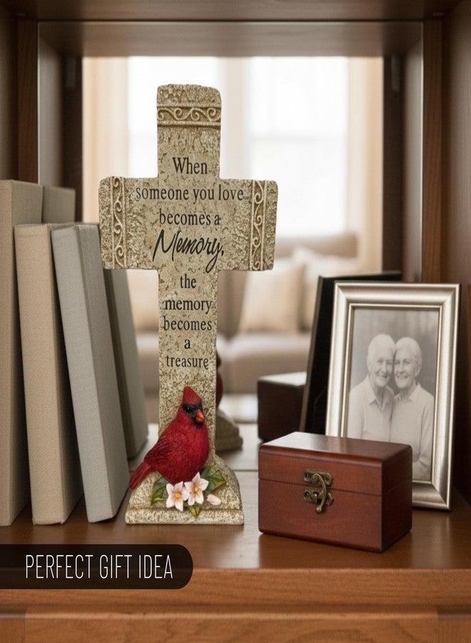 Pine Ridge Memory Cross - Tabletop Spiritual Cross Decor with Cardinal, Rustic Memorial Gift, Comforting Quote “When Someone You Love Becomes a Memory, The Memory Becomes A Treasure” - Image 4