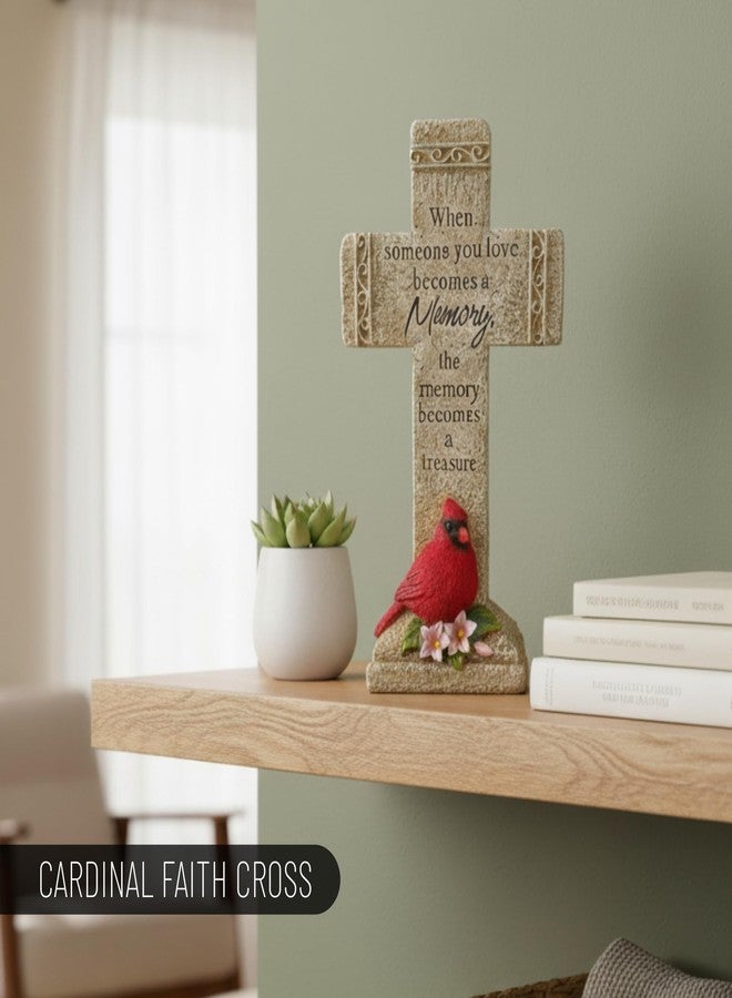 Pine Ridge Memory Cross - Tabletop Spiritual Cross Decor with Cardinal, Rustic Memorial Gift, Comforting Quote “When Someone You Love Becomes a Memory, The Memory Becomes A Treasure” - Image 5