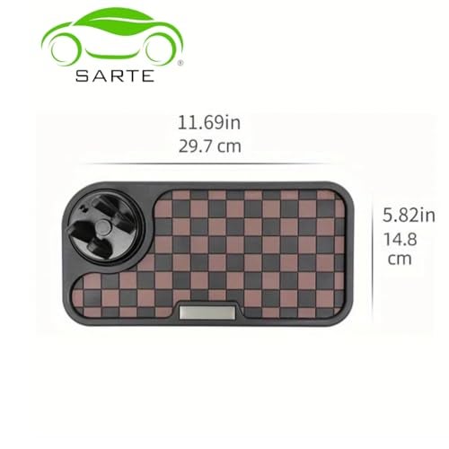 SARTE Car Dashboard Mat Anti-Slip Rubber Pad with Phone Holder Universal Non Slip Car Dashboard Sticky Adhesive Mat for Phones Sunglasses Keys(Black/Grey) Chess Design (Brown-Black Chess) - Image 5